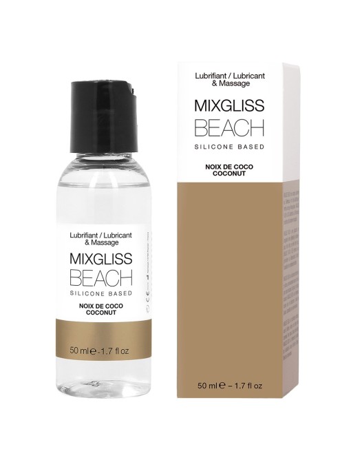 2 en 1 Lubrifiant et huile de massage silicone Mixgliss Beach Noix de coco 50 ML - MG2542 2 en 1 Lubrifiant et huile de massage silicone Mixgliss Beach Noix de coco 50 ML - MG2542