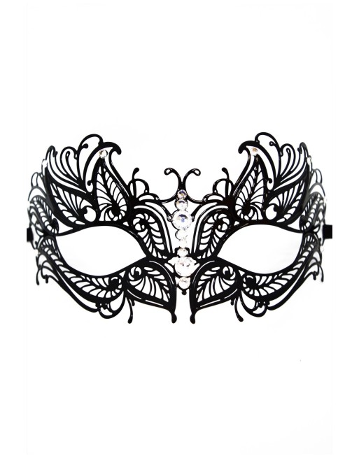 Masque vénitien Greta rigide noir avec strass - HMJ-005BK Masque vénitien Greta rigide noir avec strass - HMJ-005BK