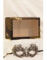 Masque vénitien Greta rigide noir avec strass  -  HMJ-005BK