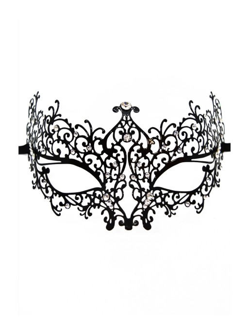 Masque vénitien Chiara rigide noir avec strass - HMJ-016BK Masque vénitien Chiara rigide noir avec strass - HMJ-016BK