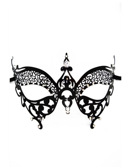 Masque vénitien Alida rigide noir avec strass - HMJ-026BK Masque vénitien Alida rigide noir avec strass - HMJ-026BK