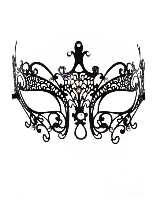 Masque vénitien Lucia rigide noir avec strass - HMJ-030BK Masque vénitien Lucia rigide noir avec strass - HMJ-030BK
