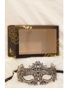 Masque vénitien Ornella rigide noir avec strass  - HMJ-031BK