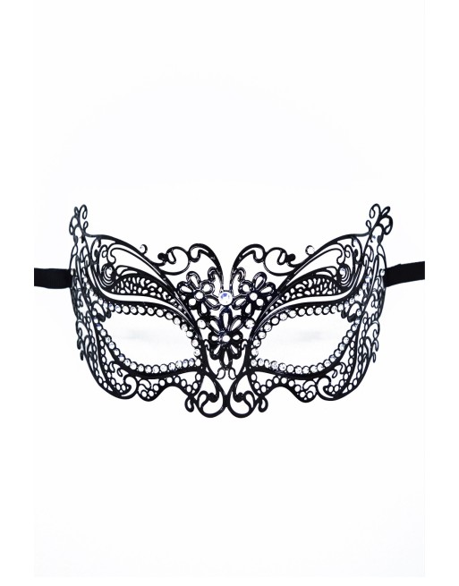 Masque vénitien Alba rigide noir avec strass - HMJ-039BK Masque vénitien Alba rigide noir avec strass - HMJ-039BK