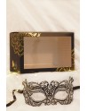 Masque vénitien Alba rigide noir avec strass  - HMJ-039BK