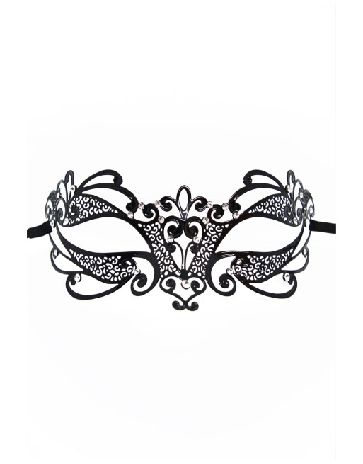 Masque vénitien Gaia rigide noir avec strass - HMJ-061BK Masque vénitien Gaia rigide noir avec strass - HMJ-061BK