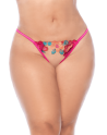 Nuisette grande taille en résille et dentelle florale rose et string assorti - MAL7609XSEGA