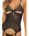 Guépière porte jarretelles noire et string - REN51016-BLK