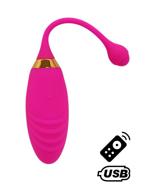 SUNDAY, Un Œuf vibrant USB avec télécommande, dans un silicone médical doux et rainuré - B21PNK SUNDAY, Un Œuf vibrant USB avec télécommande, dans un silicone médical doux et rainuré - B21PNK