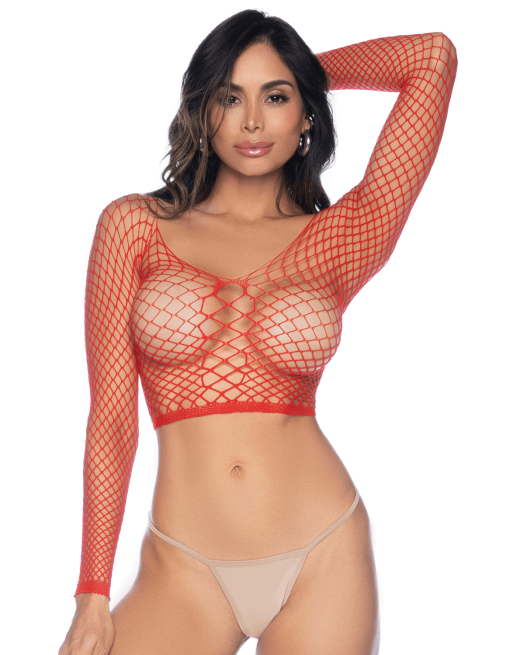 2 en 1 Top ou pantalon en résille rouge - MAL1120RED 2 en 1 Top ou pantalon en résille rouge - MAL1120RED