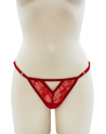 String rouge avec bijou perle  strass dorés - PA06MRED