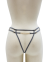 String gris avec bijou couleur aléatoire et chaîne dorée - PA05MGREY