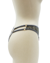String gris avec bijou couleur aléatoire et chaîne dorée - PA05MGREY