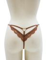 String taupe en dentelle avec bijou cœur doré - PA02MBRW
