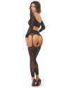 Ensemble 2 pièces, top et bas porte jarretelles - REN7117-BLK