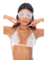 Ensemble 3 pièces blanc soutien gorge, masque et string - MAL8936WHT