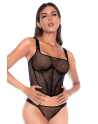 Top style corset en large résille et tanga - MAL2796BLK