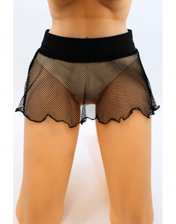 Mini jupe noire en résille large transparente Sofia - LSN4