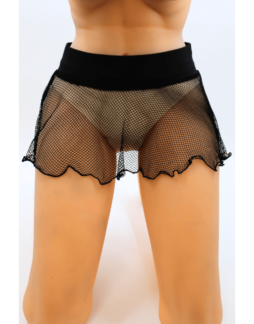 Mini jupe noire en résille large transparente Sofia - LSN4 Mini jupe noire en résille large transparente Sofia - LSN4