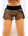 Mini jupe noire en résille large transparente Sofia - LSN4