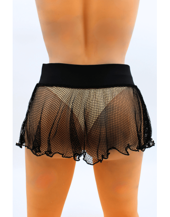 Mini jupe noire en résille large transparente Sofia - LSN4