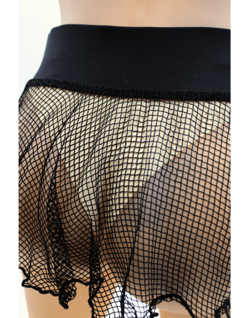 Mini jupe noire en résille large transparente Sofia - LSN4