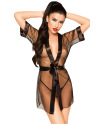 Peignoir et ceinture satinée Noir Midnight mirage - PH0072BLK