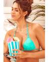 Bikini Turquoise Vinyle avec Chaînettes - MAL67131GLTQ