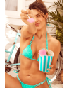 Bikini Turquoise Vinyle avec Chaînettes - MAL67131GLTQ