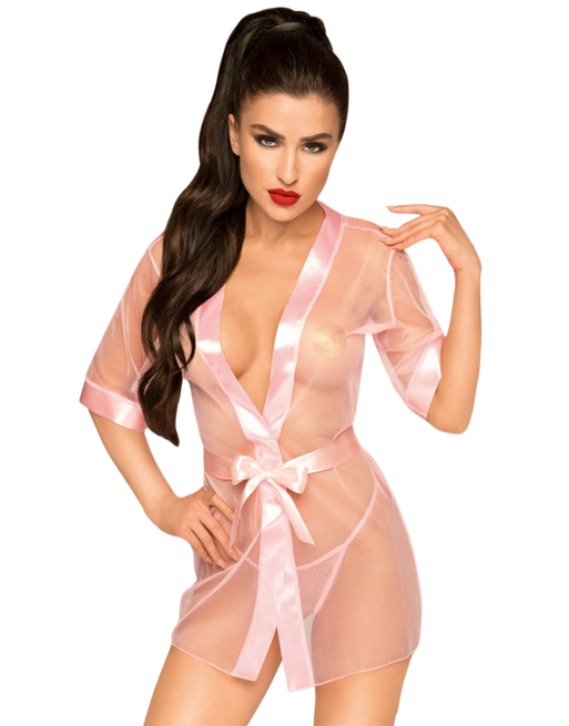 Peignoir et ceinture satinée Rose Midnight mirage - PH0071PNK Peignoir et ceinture satinée Rose Midnight mirage - PH0071PNK