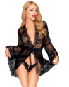 Peignoir et string assorti Noir Hypnotic power - PH0096BLK