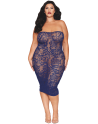 Ensemble 2 pièces grande taille top manches longues et robe bleu marine - DG0525XECL